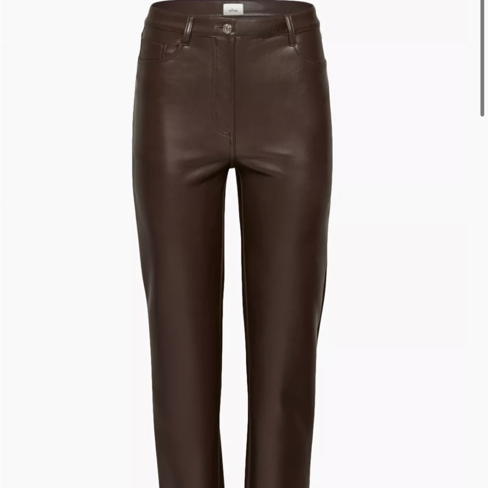 Aritzia Wilfred The Melina Pant High Waisted Vegan Leather Pants Brown Women’s 6